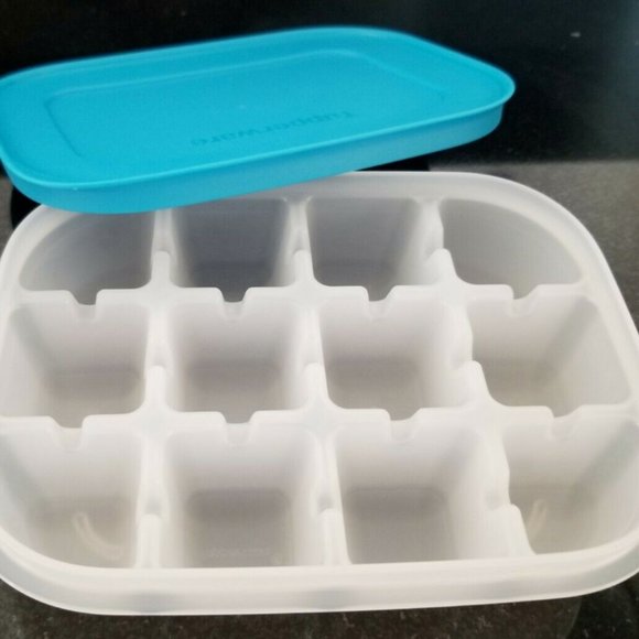 Set of 3 New Tupperware Mini FREEZER MATES Ice Cube Tray Silicone Cool Aqua Blue - Picture 3 of 3